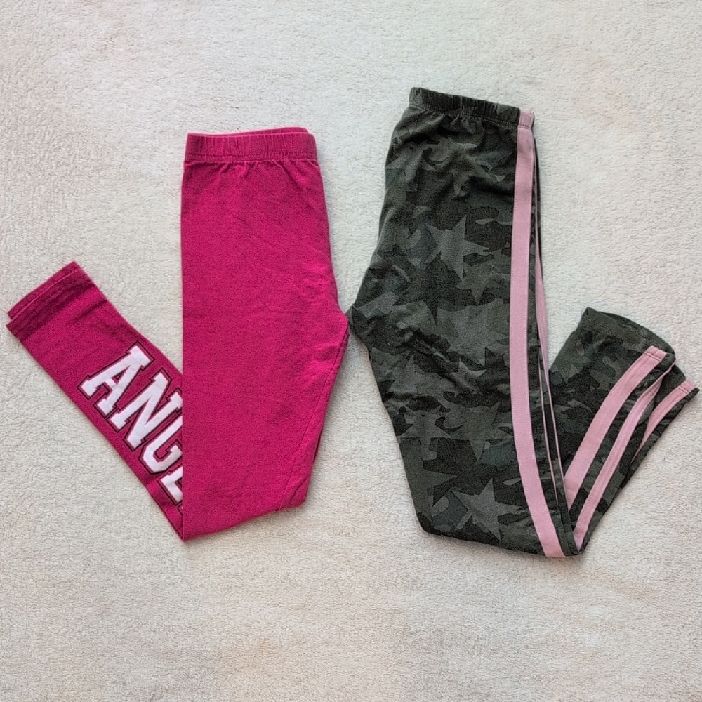 Girls Legging Bundle Sz 10-12 Pink Camo & Angel Active Pants